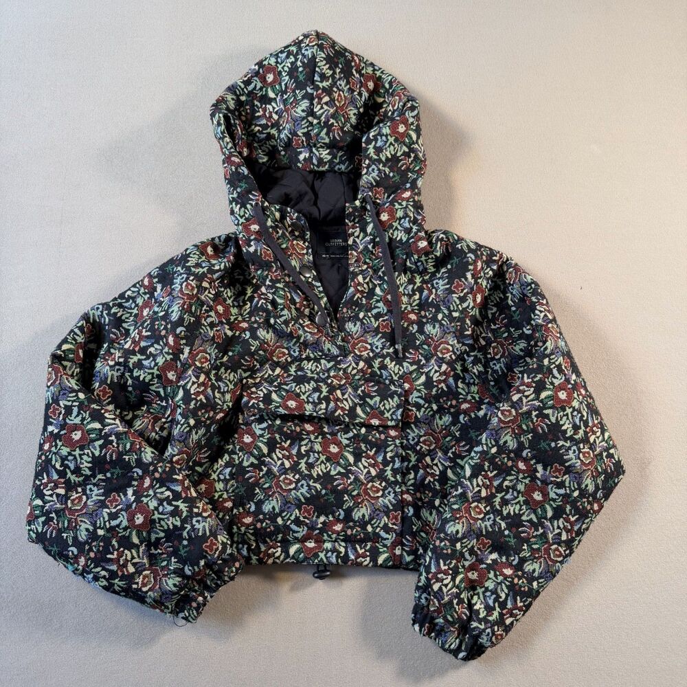 Urban Outfitters Floral Cropped Jacket Pullover Adjustable Waist Size XS